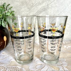 Vintage Mid Century Libbey Mixologist Cocktail Recipe High Ball Glass Tumblers